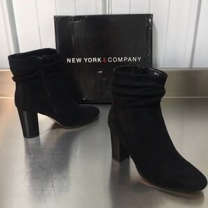 New WB Woman’s New York & Company Black Suede Slouch Ankle Boots